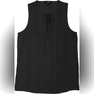 J. Crew Draped Pleated Tie Sleeveless Blouse - Sz XS, Black
